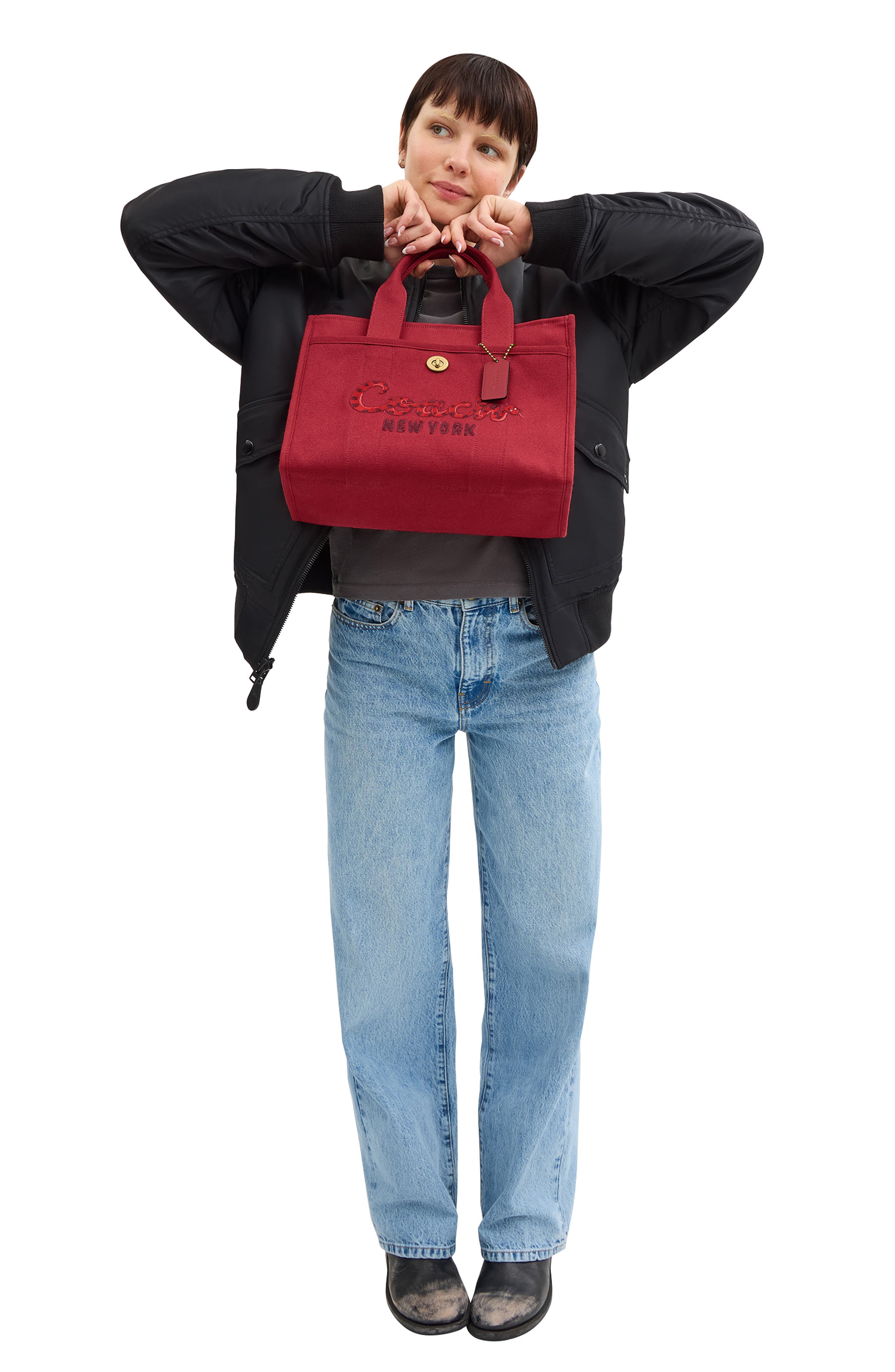 COACH Lunar New Year Snake Script Canvas Tote, Alternate, color, 