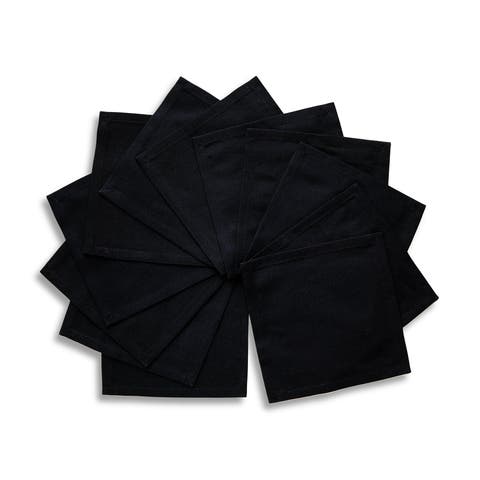 Cotton Linen Plain Cocktail Napkins Set of 12, 6 x 6" - Dru