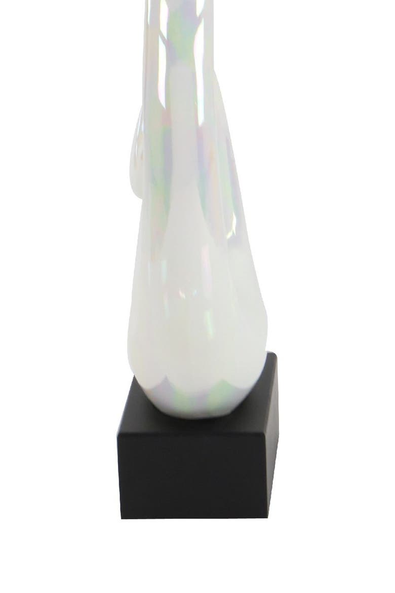 White Ceramic Swirl Abstract Sculpture with Black Base, Alternate, color, WHITE