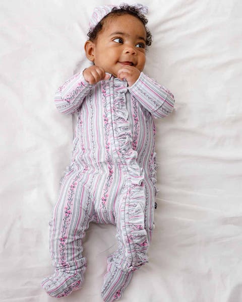 Victorian Floral Ruffled Zippered Footie