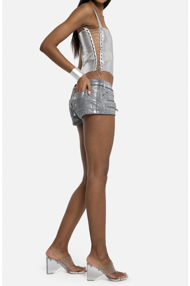 Foil Low Waist Micro Shorts, Alternate, color, GREY