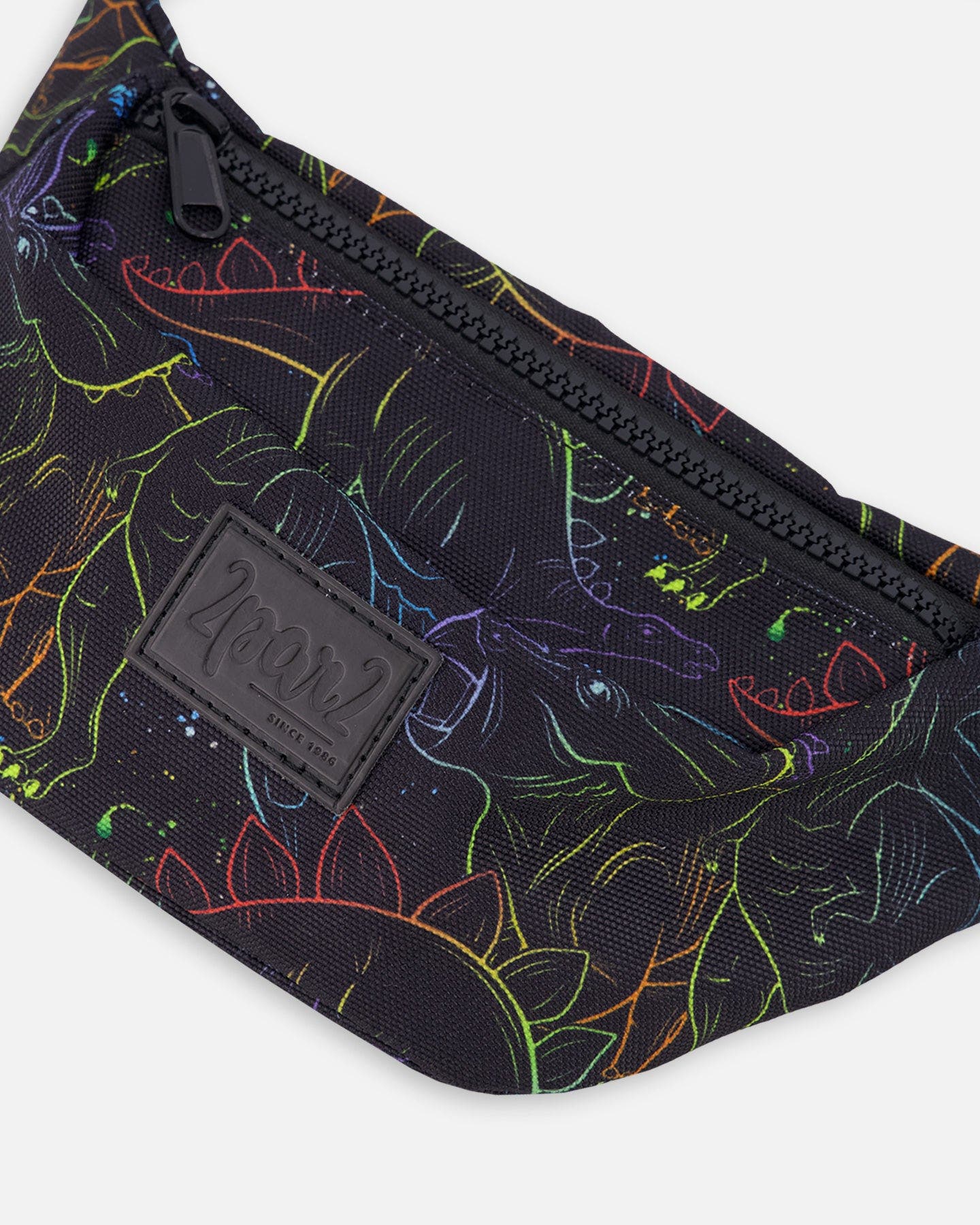 Deux par Deux Adjustable Straps Dinosaur Fanny Pack, Alternate, color, Black Dinosaur Print