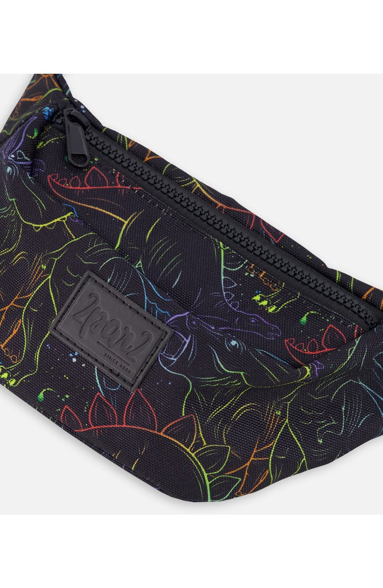 Deux par Deux Adjustable Straps Dinosaur Fanny Pack, Alternate, color, Black Dinosaur Print
