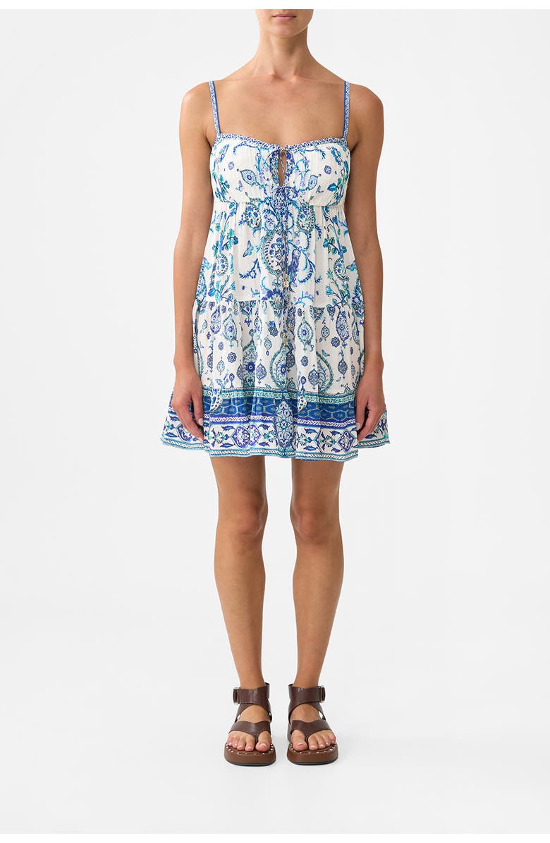 Camilla Gathered Bust Tiered Mini Dress Isnik Lullaby, Main, color, Isnik Lullaby