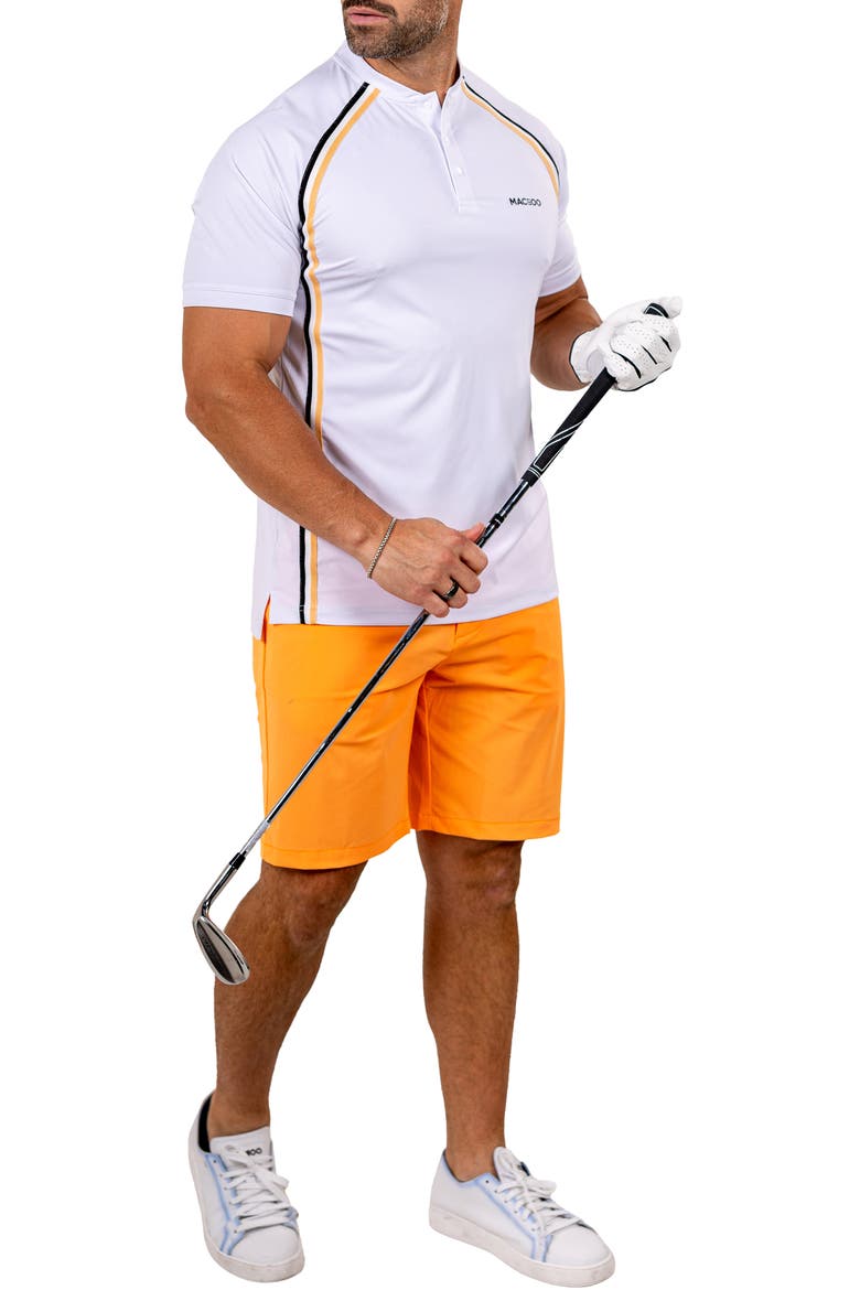 Band Collar Golf Shirt, Alternate, color, WHITE
