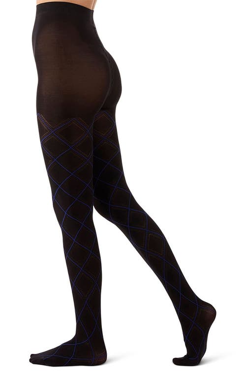 Memoi Diamond Opaque Tights In Black