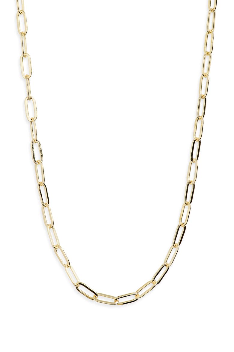 Mini Paperclip Chain Necklace, Main, color, GOLD