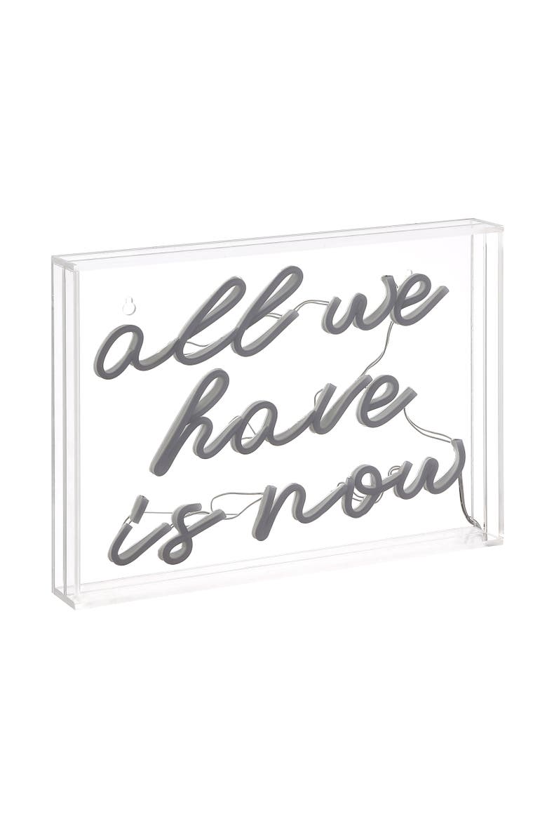 All X 10" Contemporary Glam Acrylic Box USB Operated LED Neon Light, Alternate, color, White