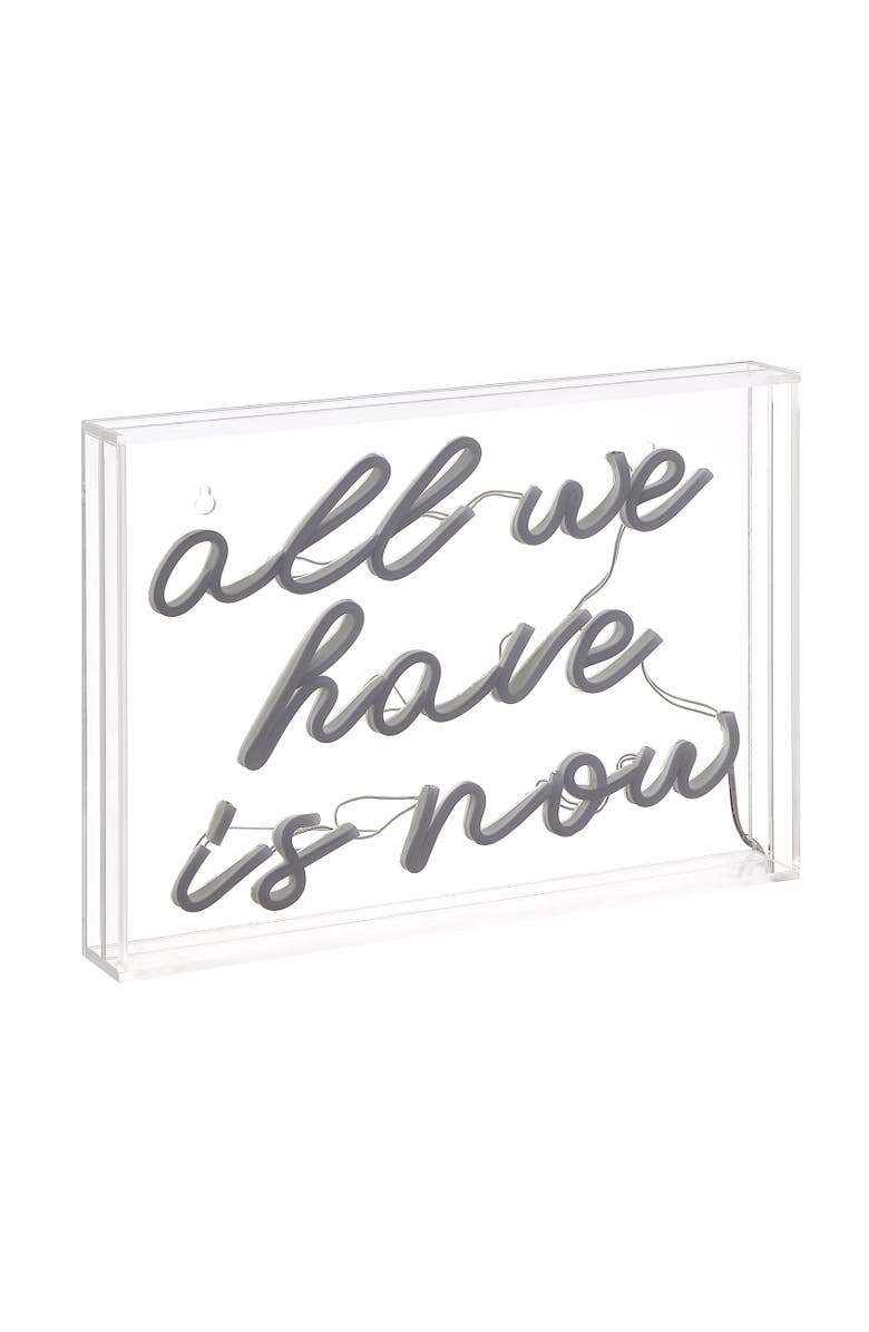 JONATHAN Y All X 10" Contemporary Glam Acrylic Box USB Operated LED Neon Light, Alternate, color, White