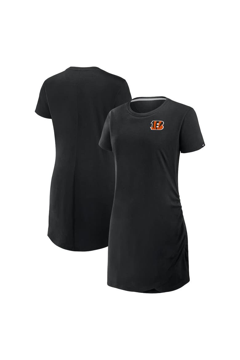 Women's Fanatics Black Cincinnati Bengals Ruched Drape T-Shirt Dress, Main, color, Black