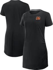 FANATICS Women's Fanatics Black Cincinnati Bengals Ruched Drape T-Shirt Dress