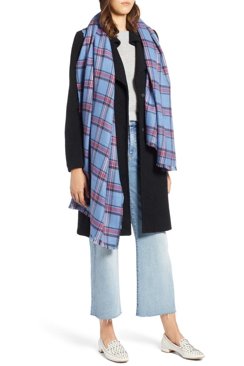x Atlantic-Pacific Plaid Double Sided Blanket Wrap, Alternate, color, NAVY COMBO