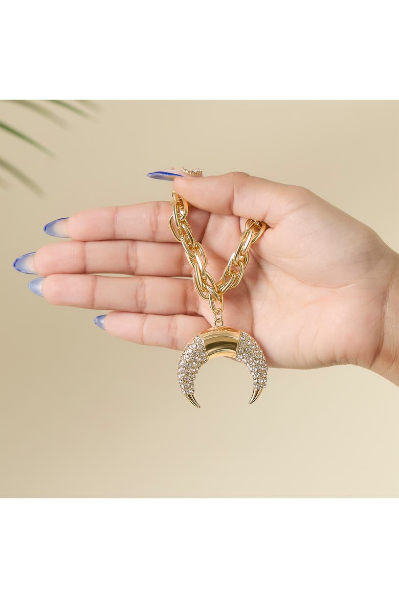 Crescent Moon Crystal Pendant, Alternate, color, Gold, silver