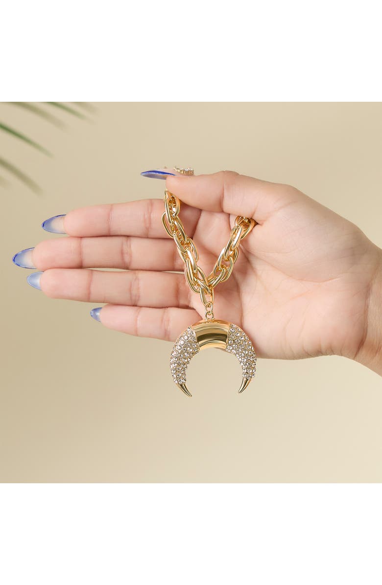 Jessica Simpson Crescent Moon Crystal Pendant, Alternate, color, Gold, Silver