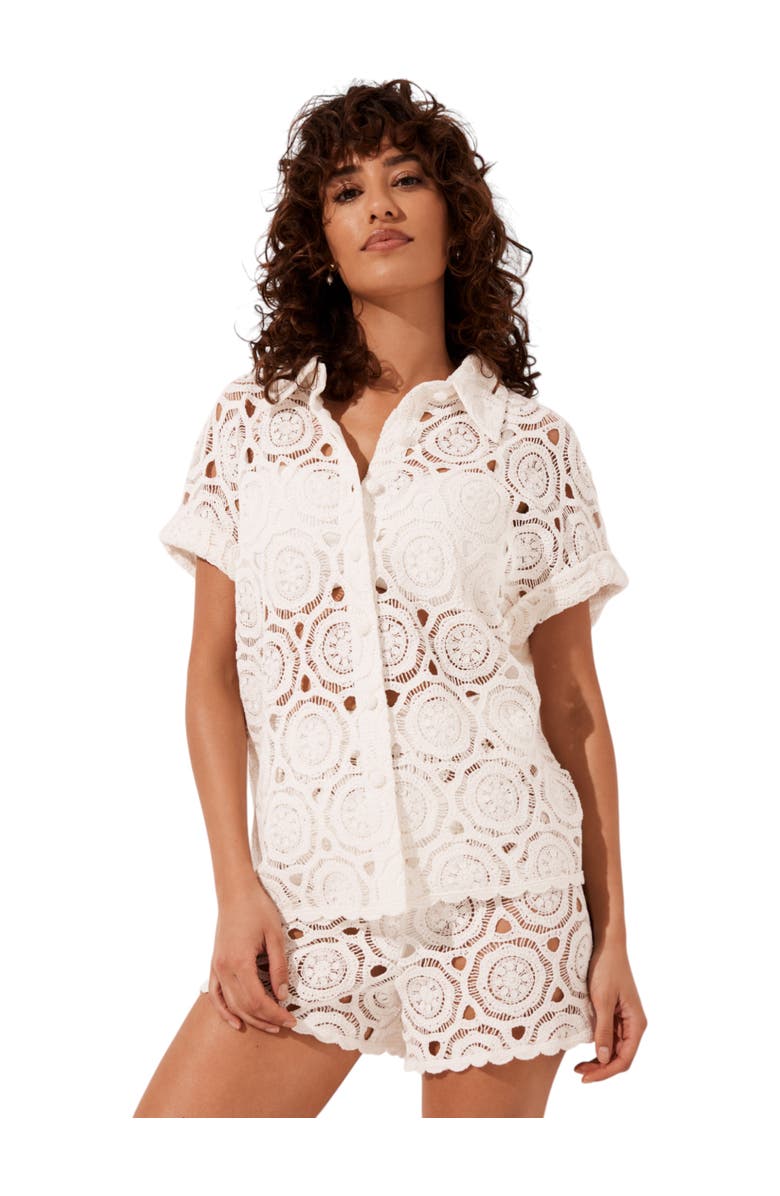 MINT VELVET Crochet Cotton Shirt, Main, color, Ivory