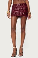 EDIKTED Dalis Fringe Sequin Miniskirt