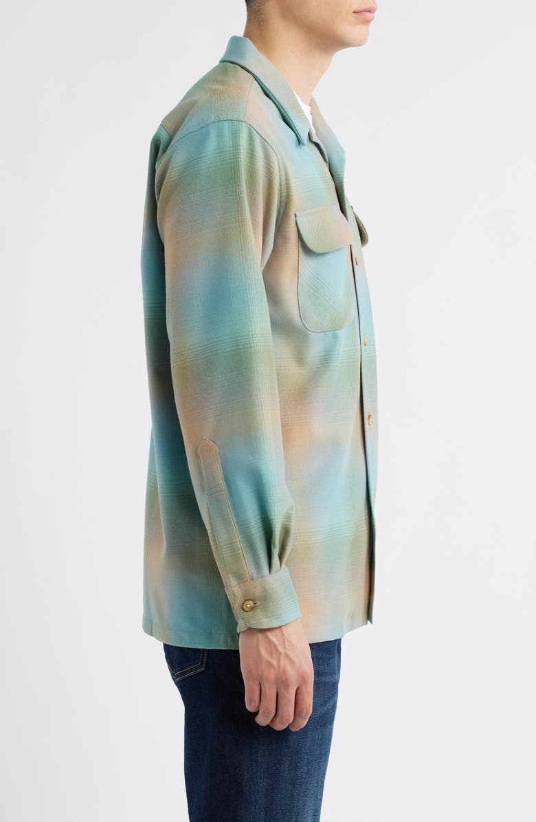 Pendleton Board Plaid Lined Wool Button-Up Shirt, Alternate, color, Green/ Tan Ombre