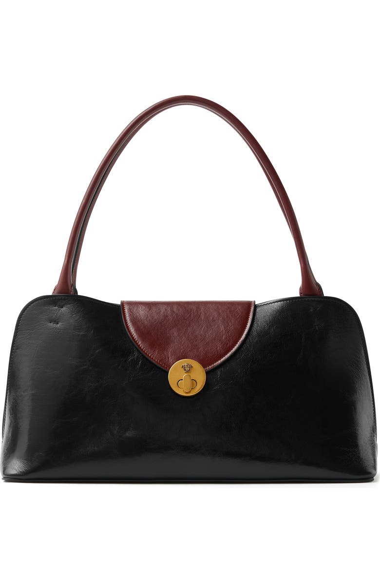 Versace Medium Vivian Leather East/Wester Shoulder Bag, Main, color, Black Rosewood-Gold 82