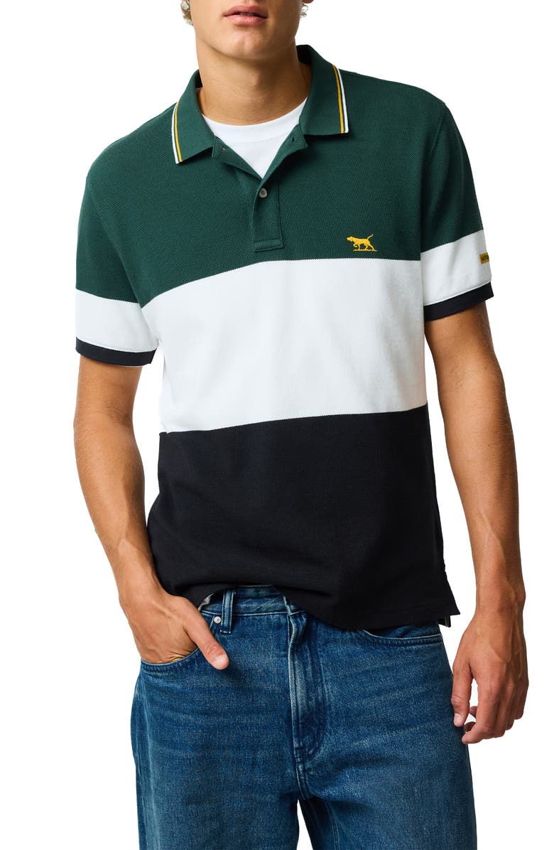 Rodd & Gunn Homebay Sports Fit Colorblock Cotton Piqué Polo, Main, color, Onyx
