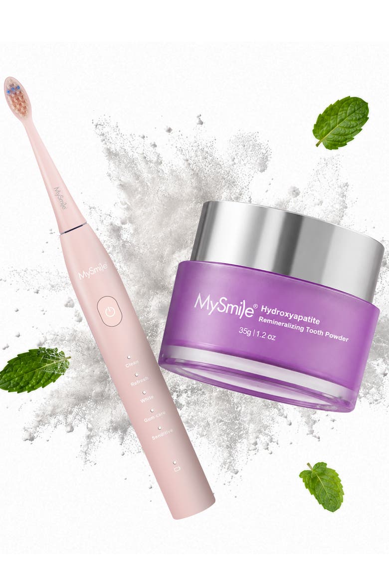 DY156 Essential Sonic Toothbrush and Nano-Hydroxyapatite Tooth Powder Set, Main, color, Pink