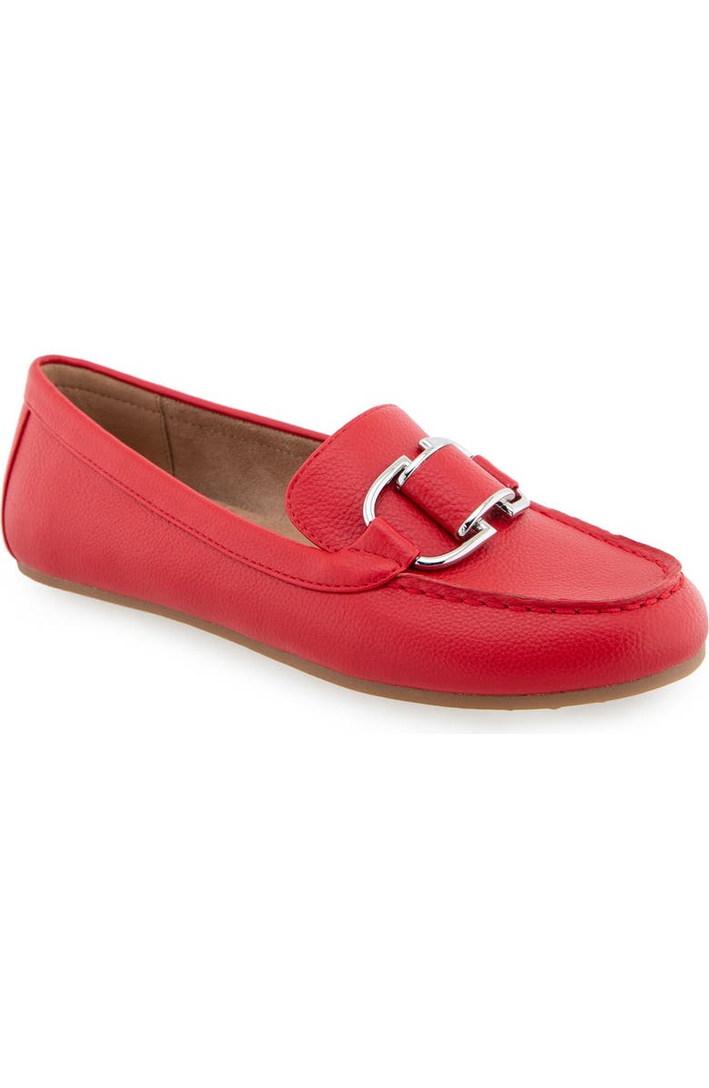 Aerosoles Denver Buckle Loafer, Main, color, Racing Red Pu Leather