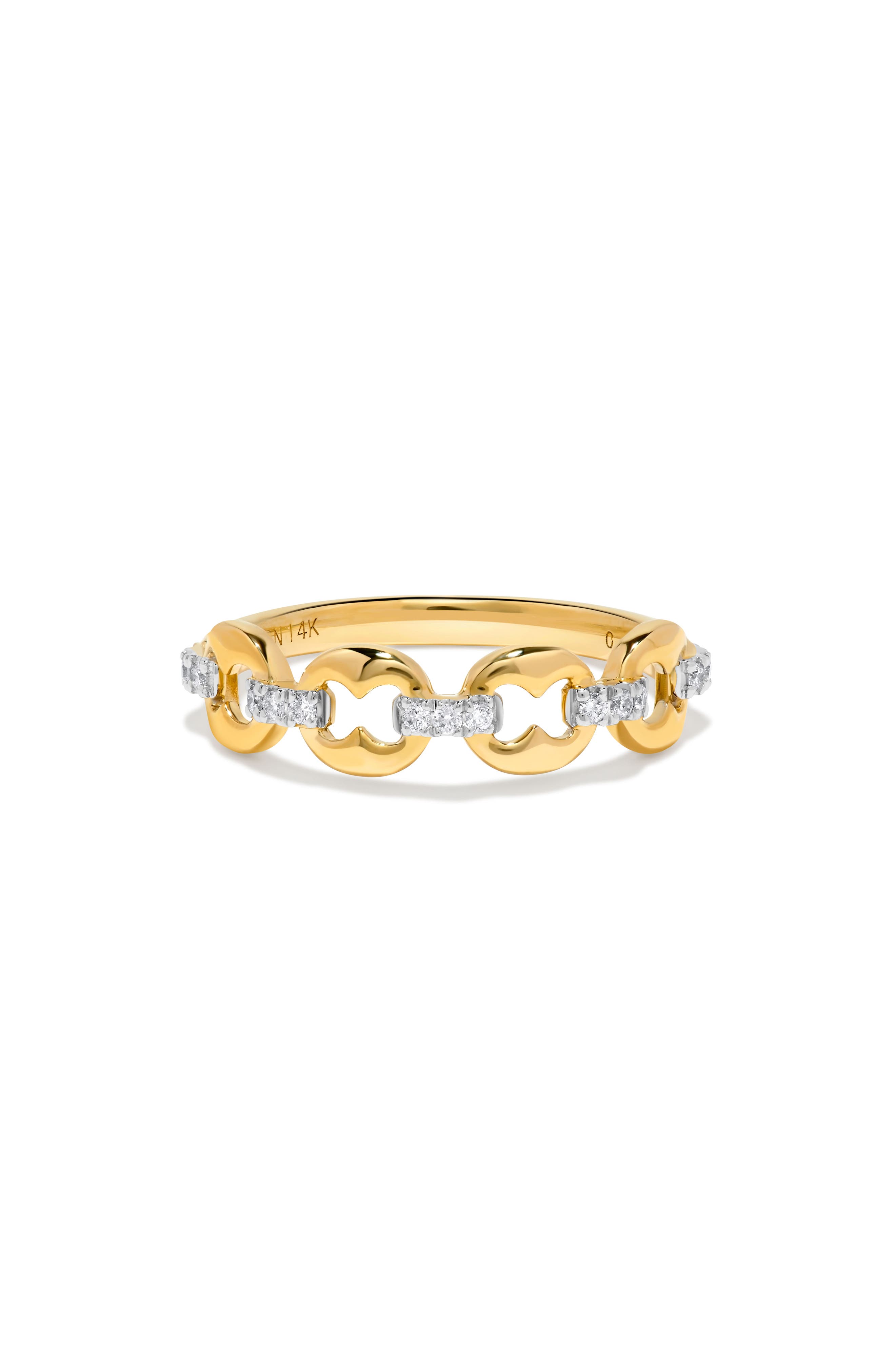 H.J. Namdar 14K Gold Diamond Puffed Mariner Link Ring
