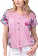 Margaritaville Women's Margaritaville Pink San Francisco 49ers Stadium Tie-Front Button-Up Shirt