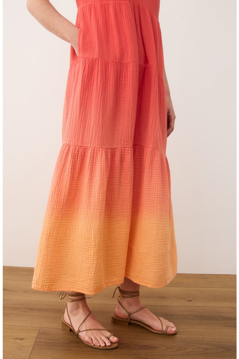 Corinne Sleeveless Double Cloth Cotton Maxi Dress, Alternate, color, HIBISCUS