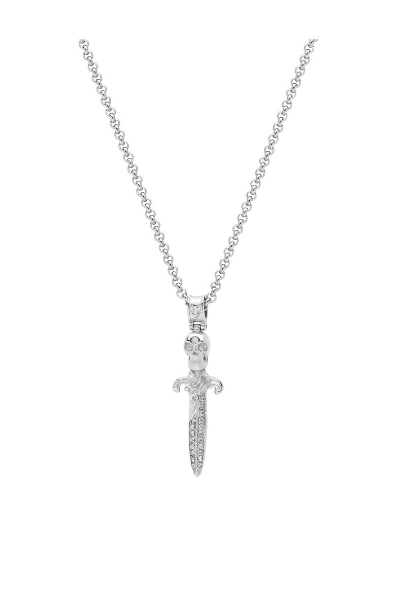 Skull Sword Necklace, Main, color, Silver
