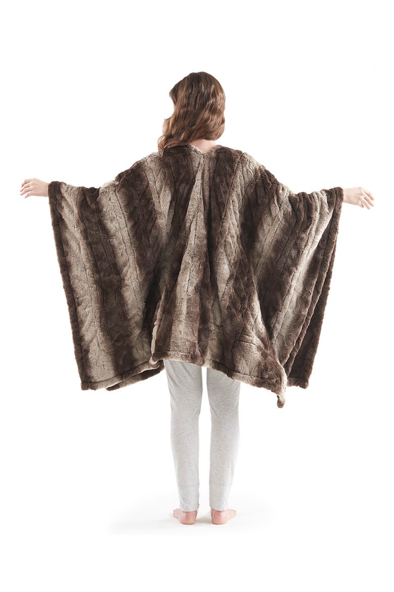 Zuri Heated Faux Fur Wrap, Alternate, color, BROWN