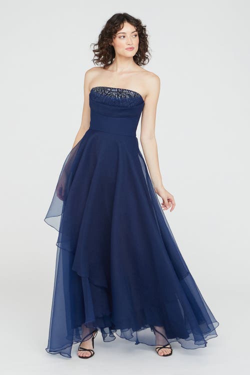 Theia Aubrey Strapless Beaded Organza Gown