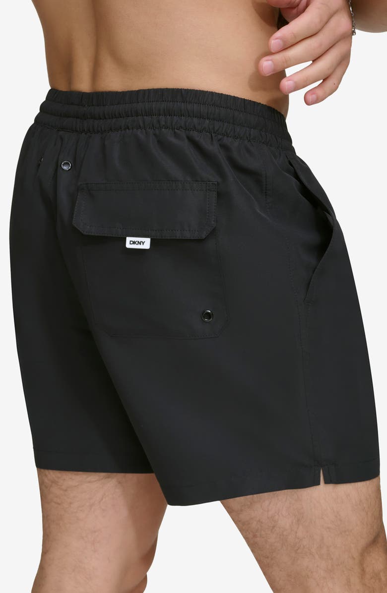 DKNY Core Solid Swim Trunks, Alternate, color, Black