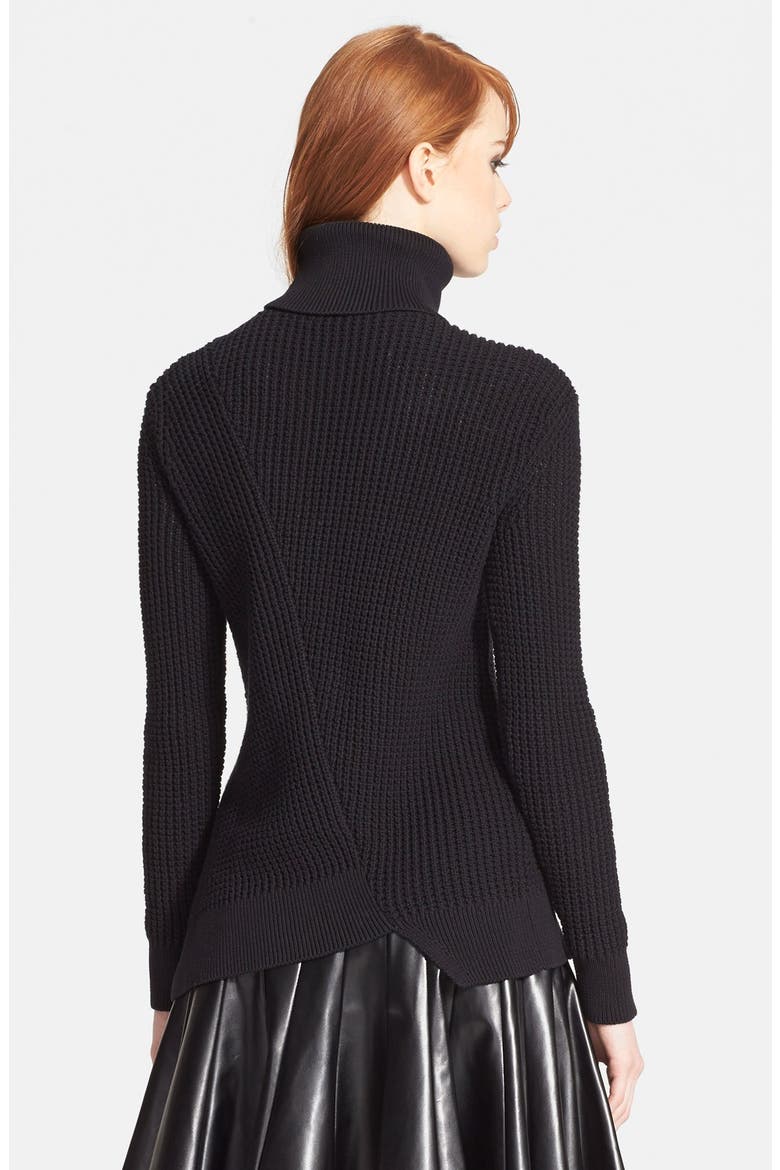 Pima Cotton & Silk Turtleneck Sweater, Alternate, color, BLACK