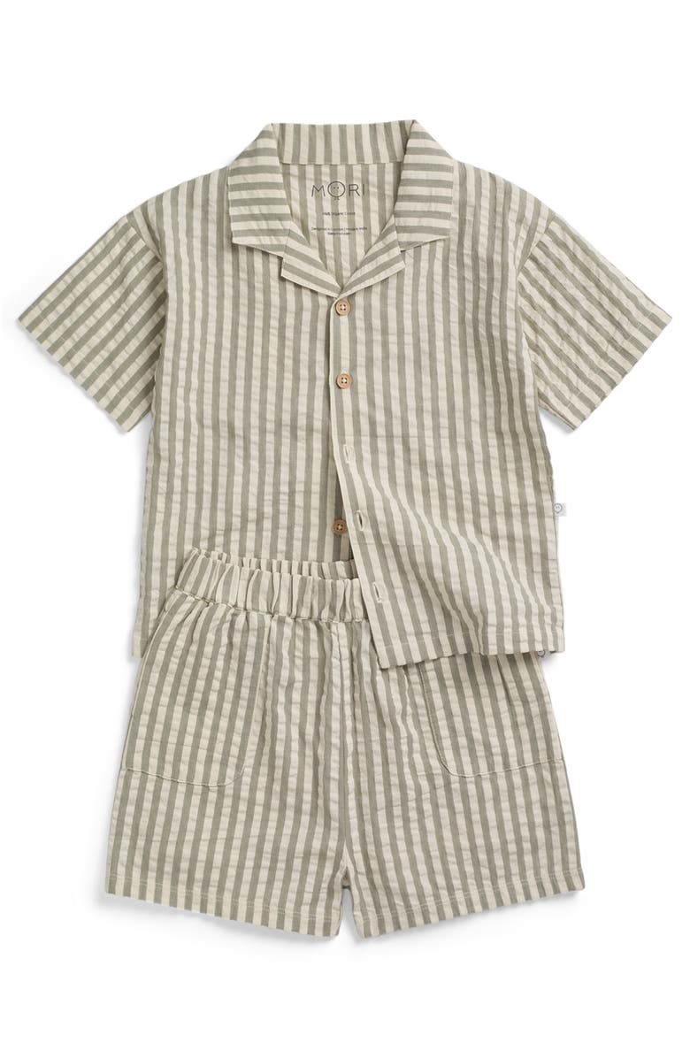 MORI Stripe Seersucker Shirt, Alternate, color, Grey Stripe