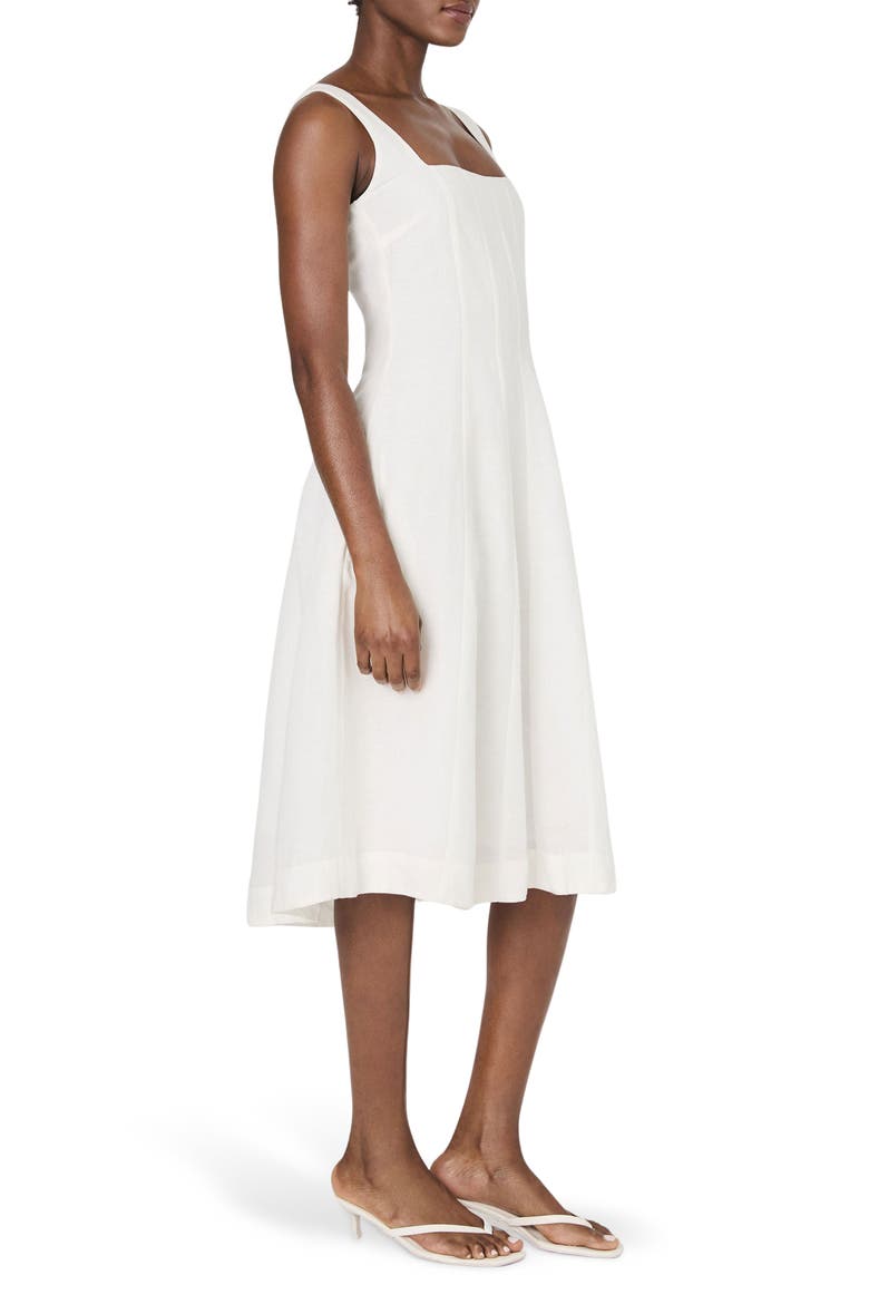 Birdie Linen Blend Midi Dress, Alternate, color, SUMMER WHITE