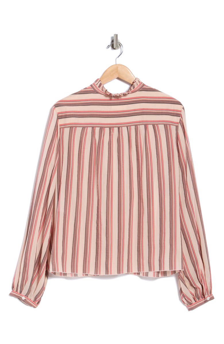 Longchamp Stripe Button-Up Shirt, Alternate, color, Powder