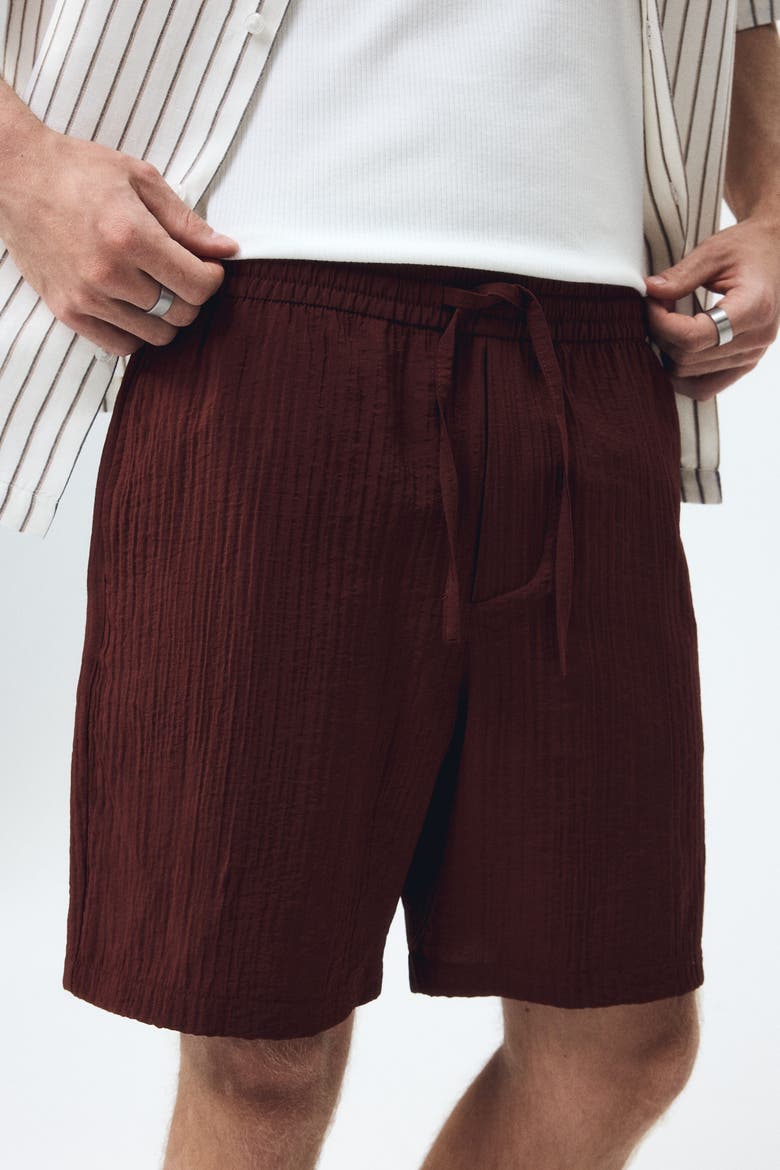 Relaxed Fit Textured Shorts, Alternate, color, Burgundy