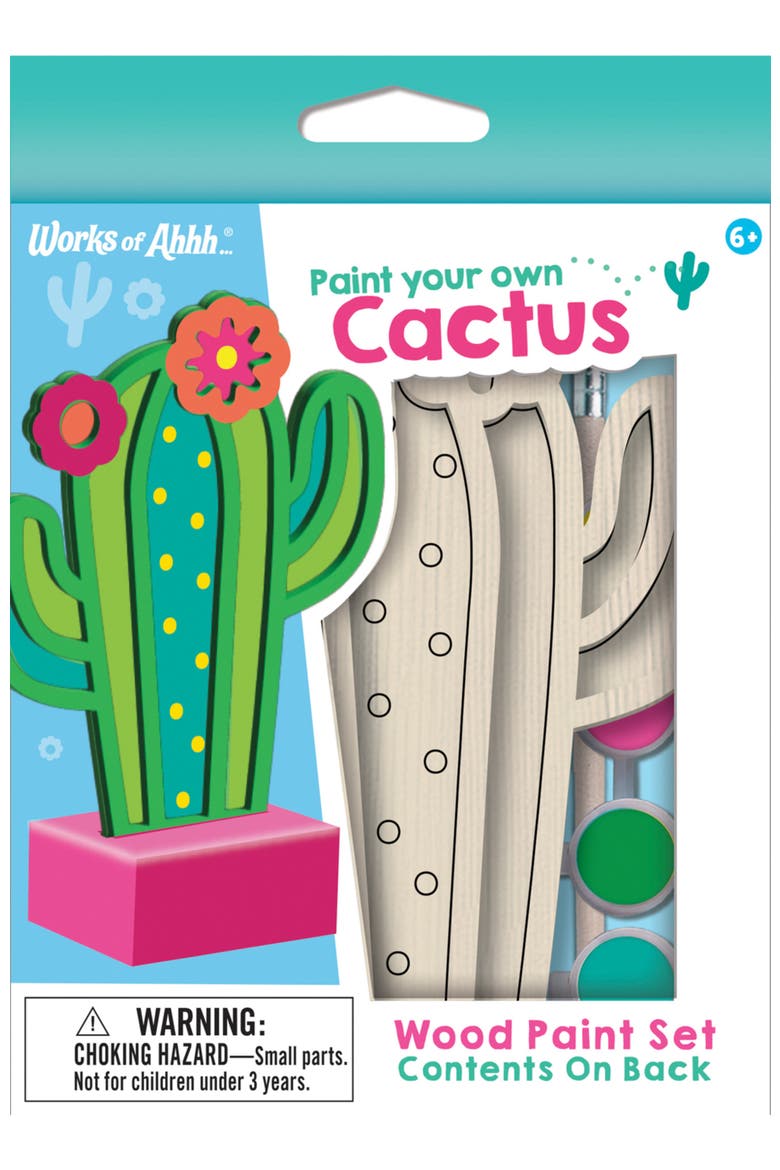 Cactus Wood Craft & Paint Kit, Main, color, Multicolor