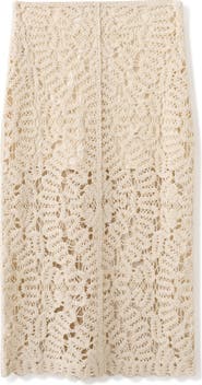 MANGO Chunky Stitch Cotton Blend Skirt