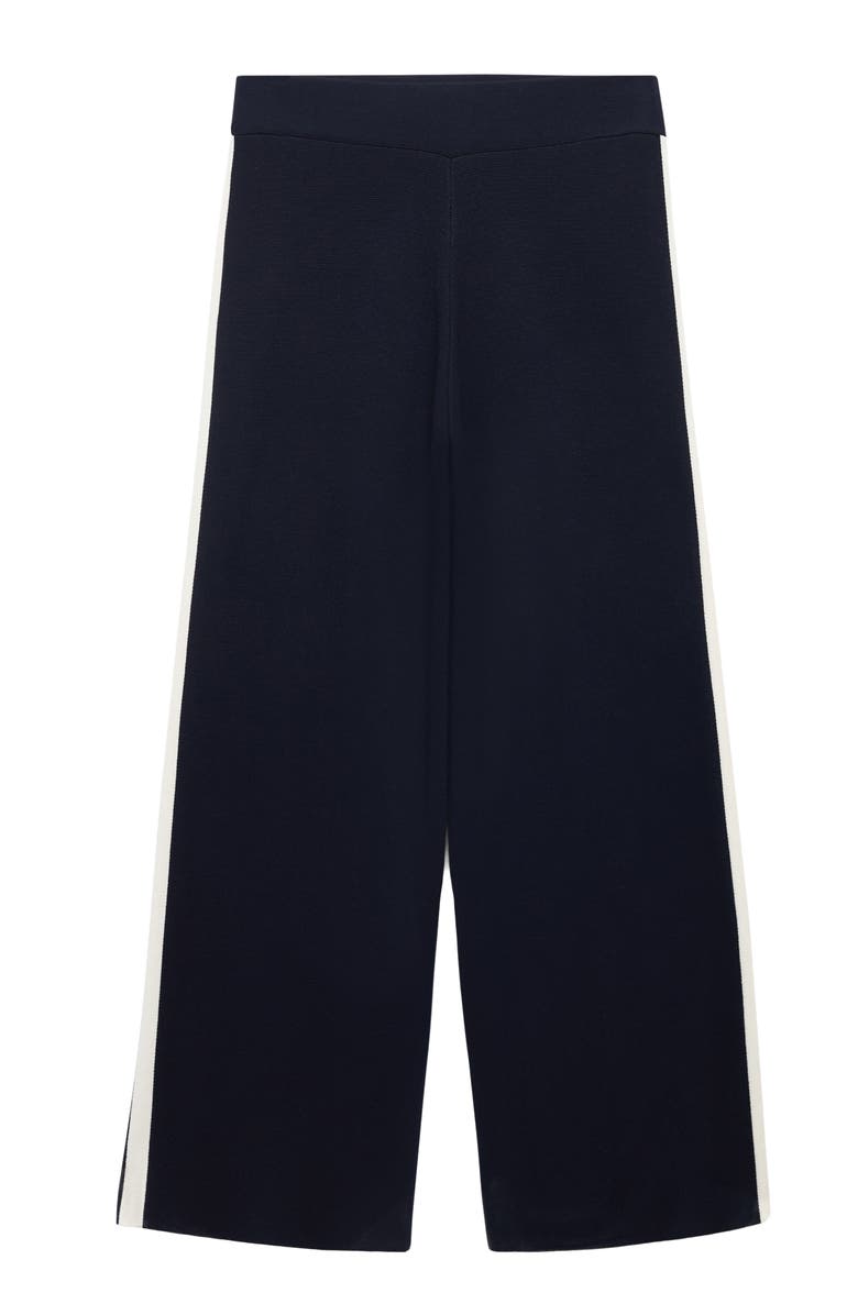 MANGO Side Stripe Pull-On Straight Leg Knit Pants, Alternate, color, Dark Navy