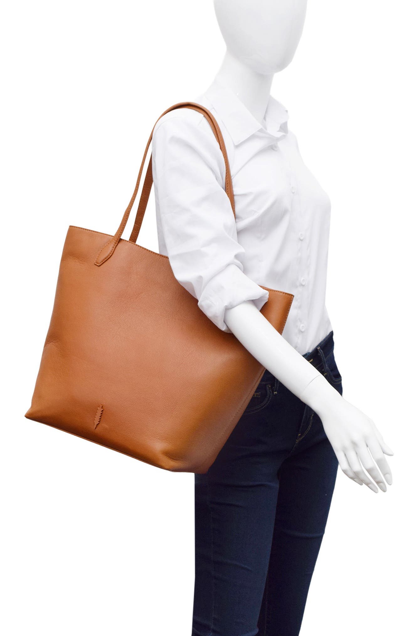 Thacker Large Asher Leather Tote, Alternate, color, Cognac