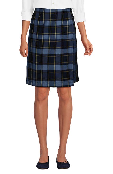 School Uniform  Plaid  A Line Tab Skort Top of Knee
