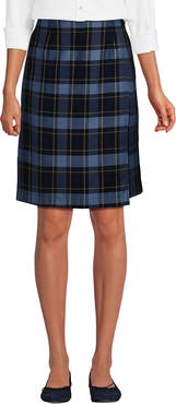 Lands' End School Uniform Plaid A Line Tab Skort Top of Knee