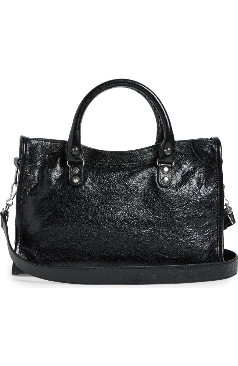 Balenciaga Small Le City Crinkle Leather Top Handle Bag, Alternate, color, 1000 Black