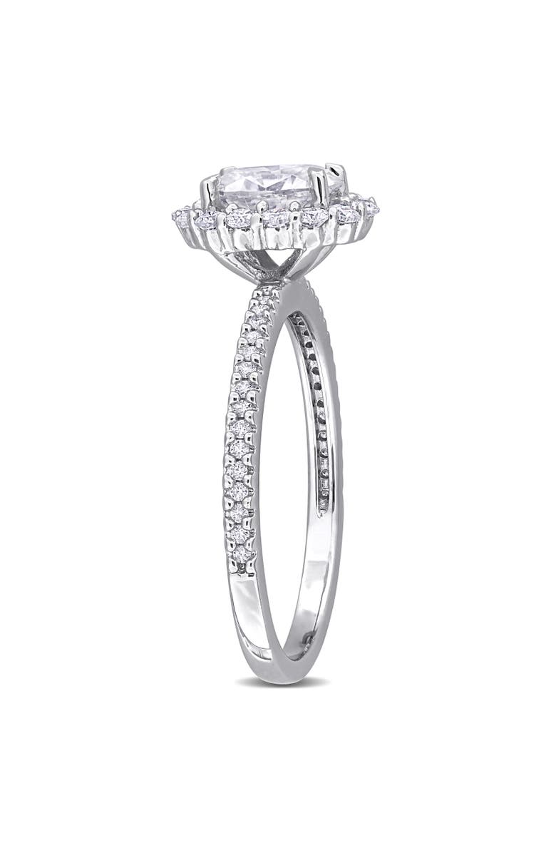Julianna B. Moissanite Oval Halo Engagement Ring, Alternate, color, Sterling Silver