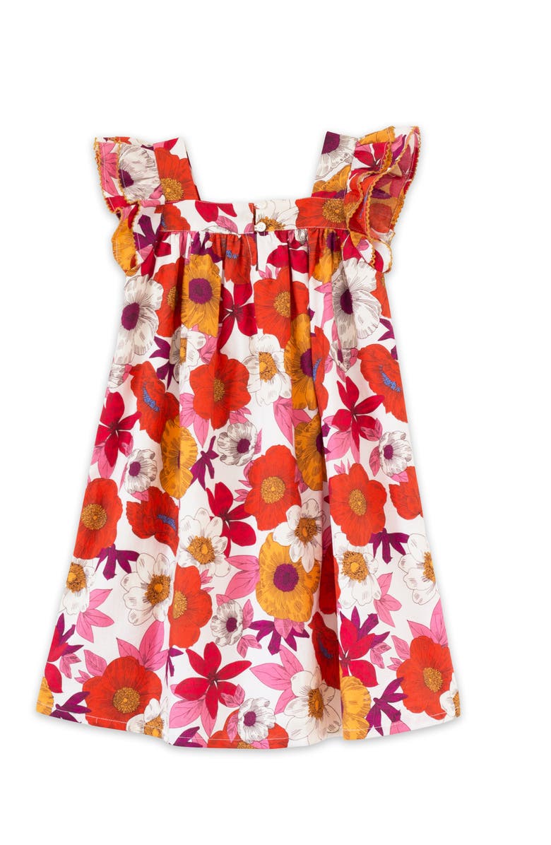 Beet World Girls Everly Square Neck Dress, Alternate, color, Red And Orange