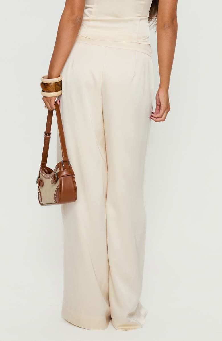 Princess Polly Aubrette Satin Wide Leg Pants, Alternate, color, Cream