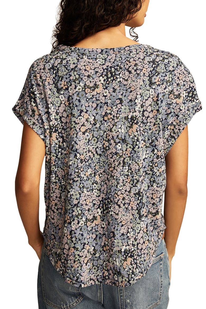 Abstract Floral Short Sleeve Knit Top, Alternate, color, NAVY FLORAL