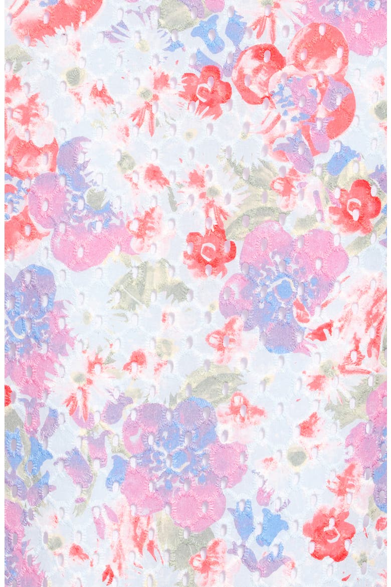 Floral Print Eyelet Shift Dress, Alternate, color, PEACH