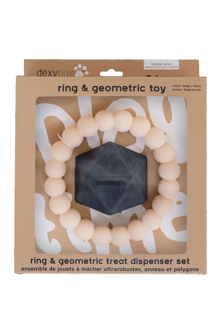 Chew Master Ring & Geometric Kong, Beige & Black, 2pc Dog Toys, Main, color, Beige